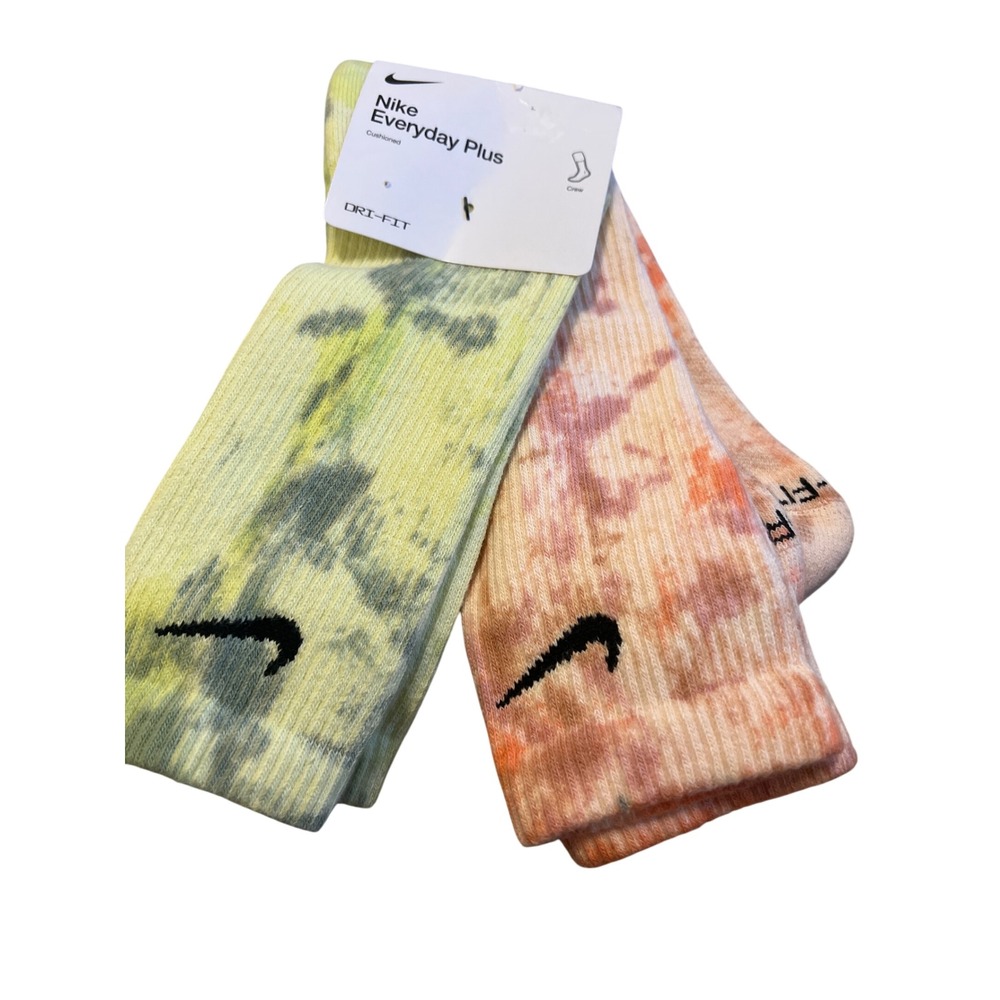 Nike Everyday Plus Crew Socks Mens H Multicolor New Tie Dye Cushioned Dri-Fit